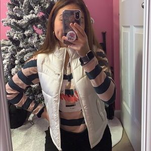 Girls White puff vest